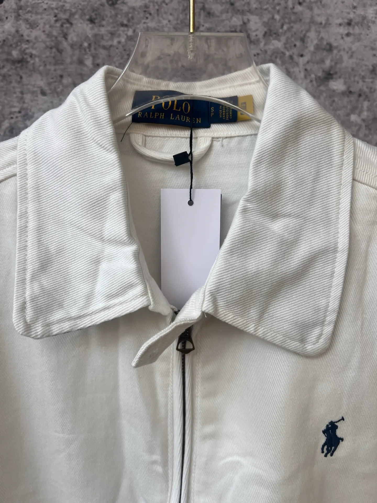 P310 Ralph Lauren autumn old style classic lapel women's twill washed jacket, a popular item in Xiaohongshu's major live broadcast rooms, pony embroidery on the chest, cracked printed letters on the sleeves, customized hardware accessories, and restored workmanship details
